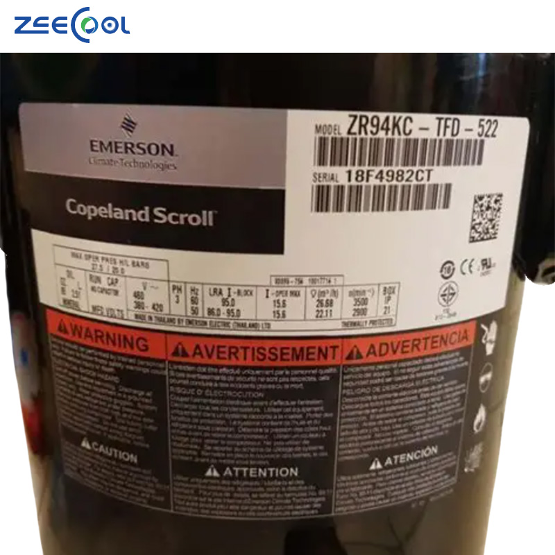 8HP Compressor Copeland ZR94KC-TFD-522 ZR108KC-TFD-522 Hermetic Scroll Refrigeration Compressor for Air Conditioner
