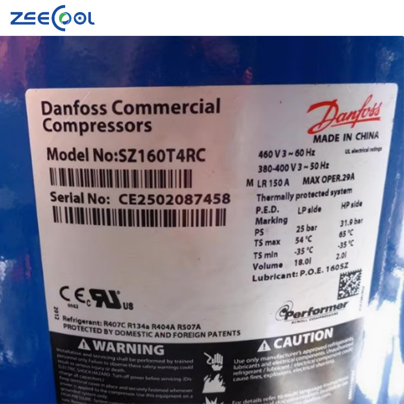 SZ147A4ALB SZ148T4VC 12HP Air Conditioner Scroll Compressor for R22 R134a R407c Danfoss Performer Refrigeration Compressor
