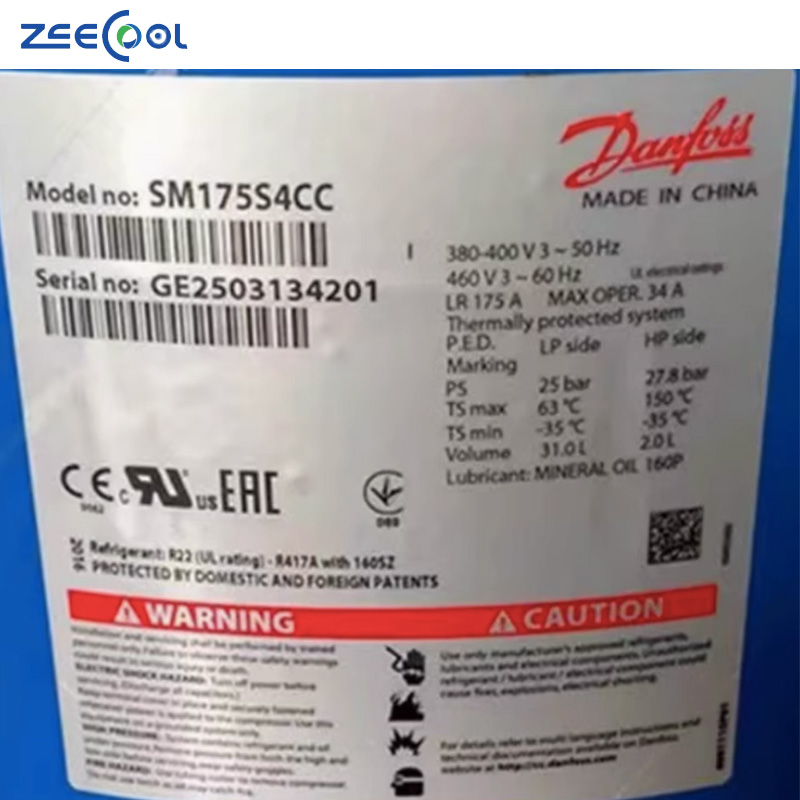 Factory Sale SM148T4VC SM161T4VC SM175S4CC SM175T4VC SM185S4CC Dan foss 12HP Air Conditioner Freezer Scroll Compressor