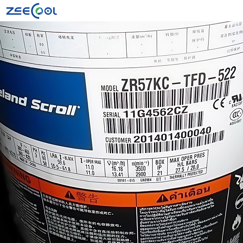 Hot Selling Scroll Copeland Compressor 4HP Air Conditioning Refrigeration Compressor ZR47KC-TFD-522 ZR61KC-TFD-522