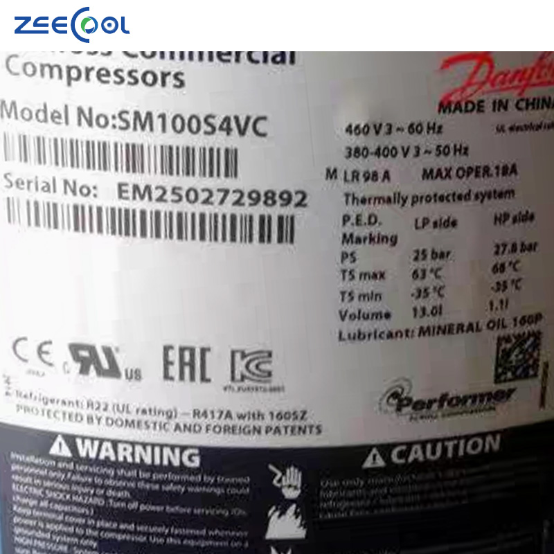 Manufacturer Wholesale 7HP Scroll Compressor SM084S4VC for Danfoss Refrigeration Air Conditioner Cold Room Compressor