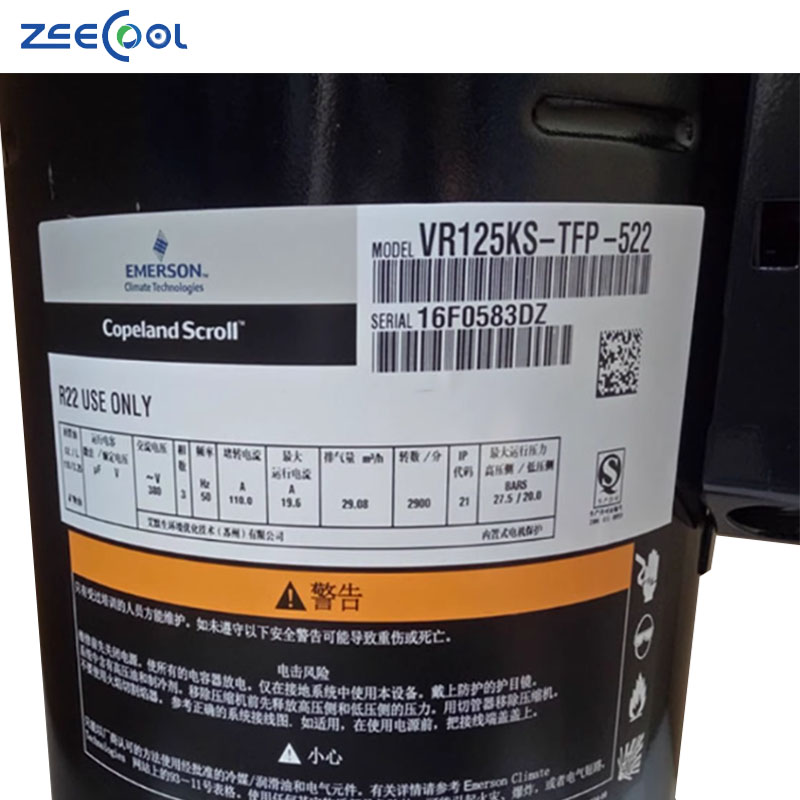 10HP ZR Series Emerson Scroll Compressor for Air Conditioning Refrigeration Copeland Compressor ZR125KC-TFD-522 ZR144KC-TFD-522