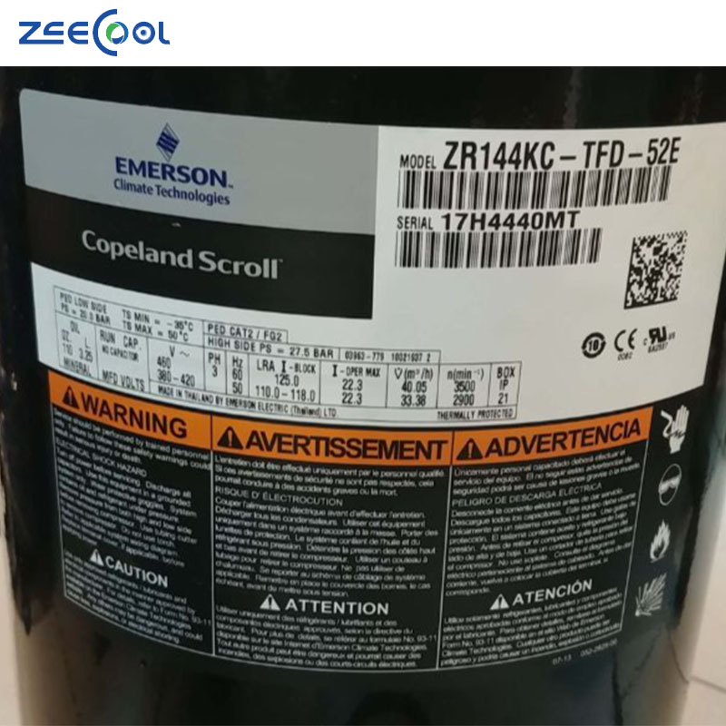 10HP ZR Series Emerson Scroll Compressor for Air Conditioning Refrigeration Copeland Compressor ZR125KC-TFD-522 ZR144KC-TFD-522