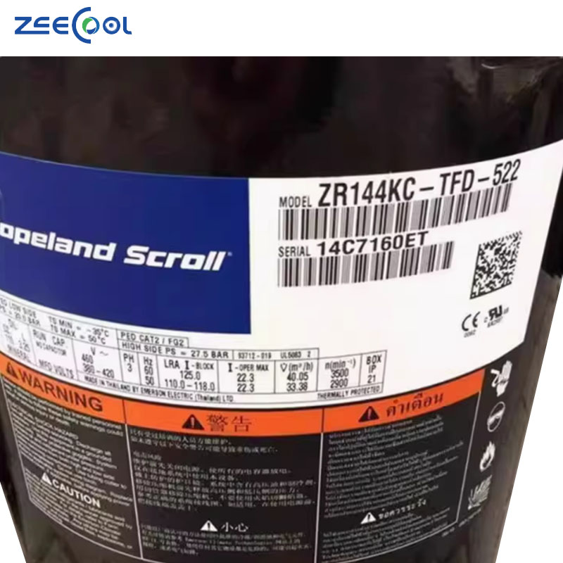 10HP ZR Series Emerson Scroll Compressor for Air Conditioning Refrigeration Copeland Compressor ZR125KC-TFD-522 ZR144KC-TFD-522