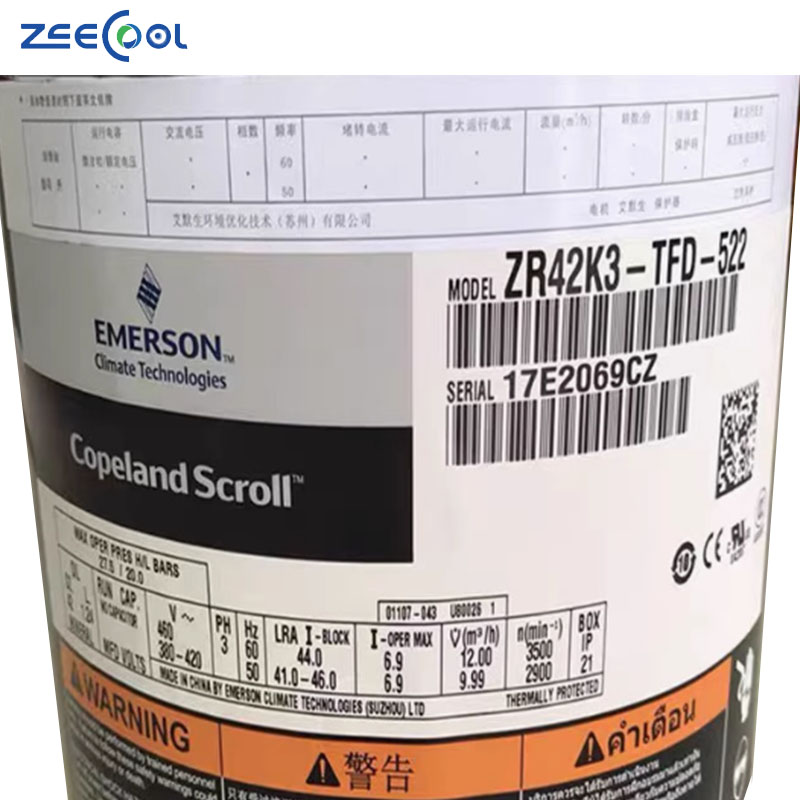Hot Selling Scroll Copeland Compressor 4HP Air Conditioning Refrigeration Compressor ZR47KC-TFD-522 ZR61KC-TFD-522