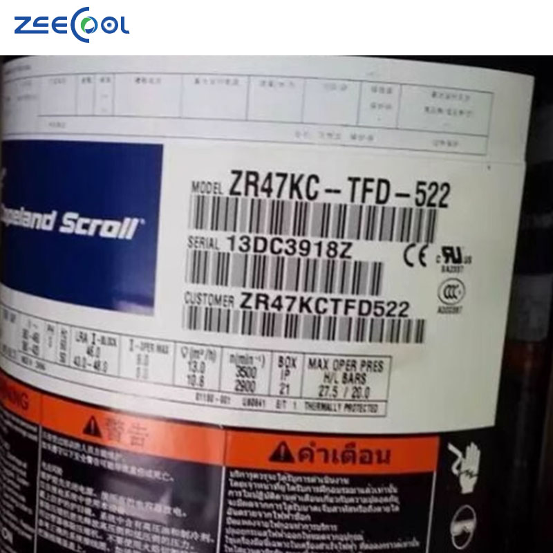 Hot Selling Scroll Copeland Compressor 4HP Air Conditioning Refrigeration Compressor ZR47KC-TFD-522 ZR61KC-TFD-522