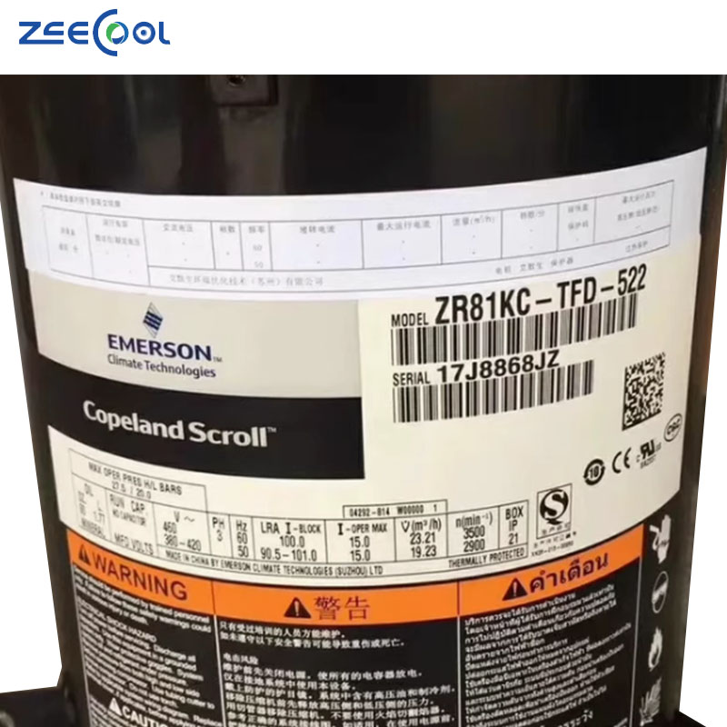 Hot Selling Scroll Copeland Compressor 4HP Air Conditioning Refrigeration Compressor ZR47KC-TFD-522 ZR61KC-TFD-522