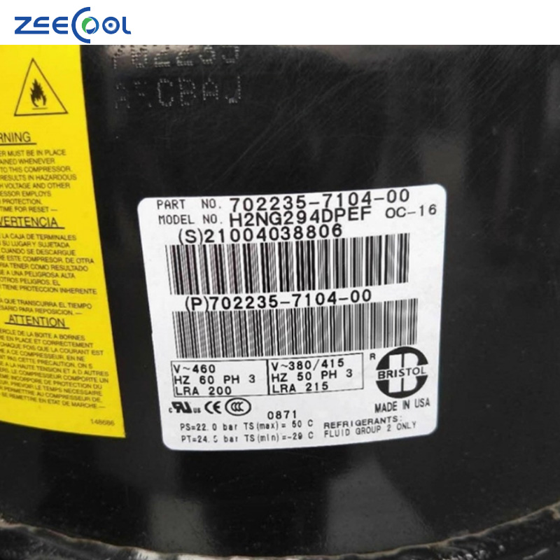 H2NG184DPEF H2NG244DPEF H2NG294DPEF Bristol 15HP 20HP R22 Reciprocating Piston Refrigeration Compressors