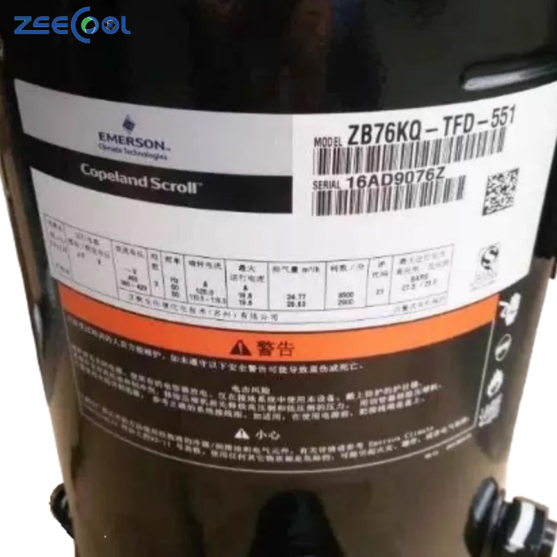 High-Efficiency Copeland Scroll Compressor Refrigeration Part 380V/50Hz R404A ZB76KQE-TFD-551
