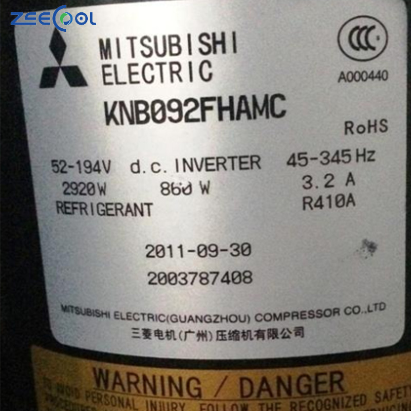 Mit-subishi Air Conditioner R410A Refrigerant Rotary Compressor KNB092FHAMC KNB092FEQMC KNB092FGAMC KNB092FEEMC KNB092FVZMC