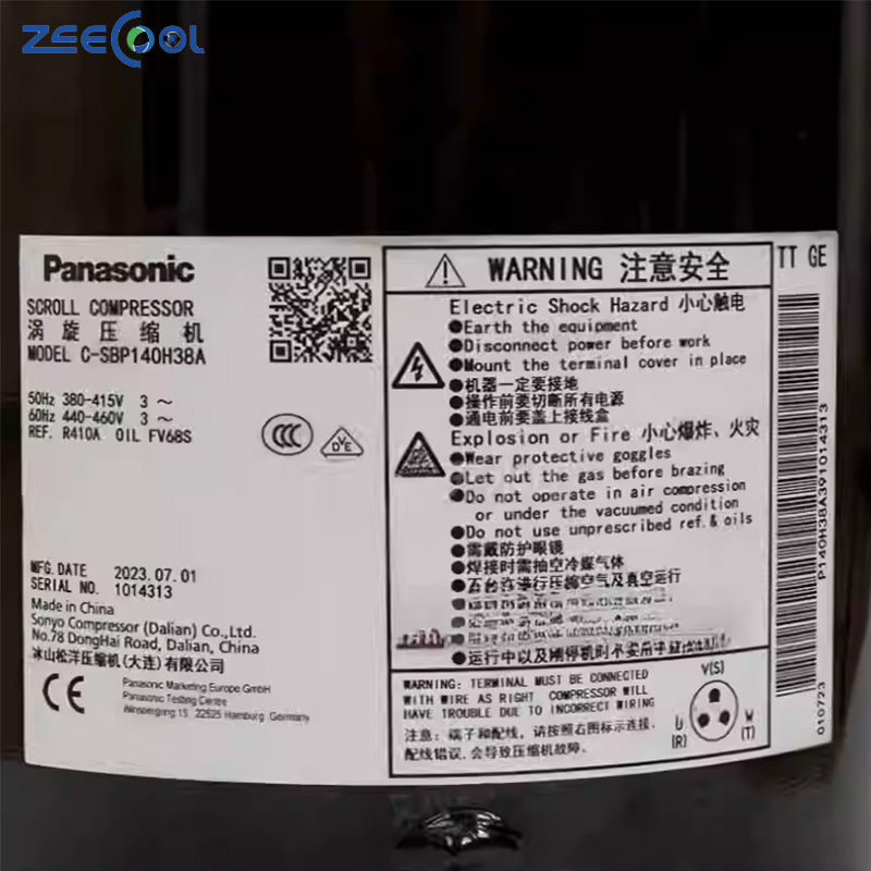 San-yo C-SBP170H38A 3PH 380-415V 50Hz Refrigeration Compressor Scroll Compressor for Air Conditioning for R410 Refrigerant