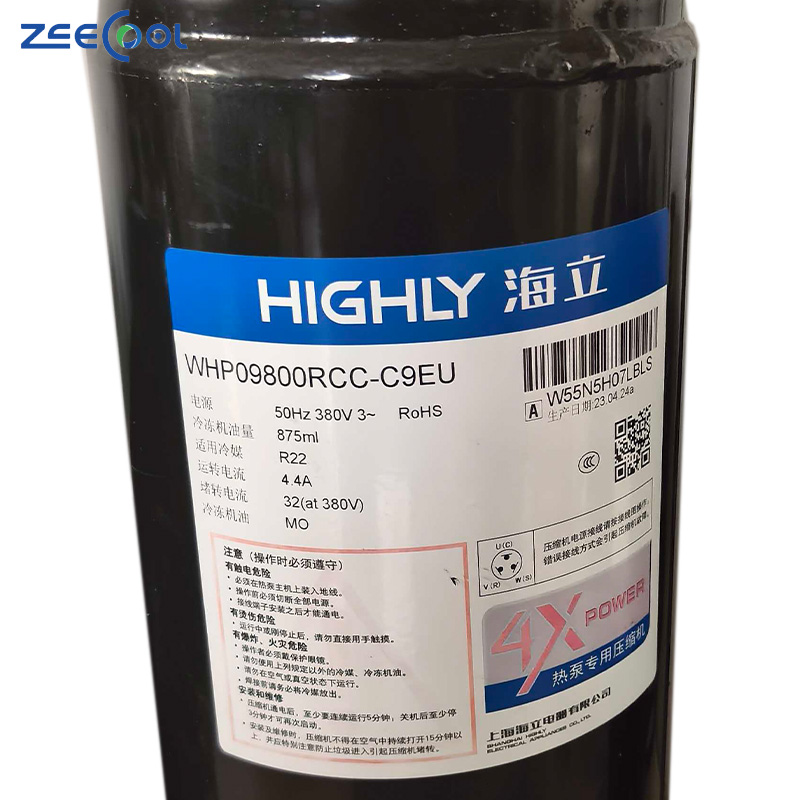 Stainless Steel Rotary Compressor WHP09800DCV-C9EU Evaporator R22 Cooling Heat Pump for Air Conditioner Highly for Refrigeration