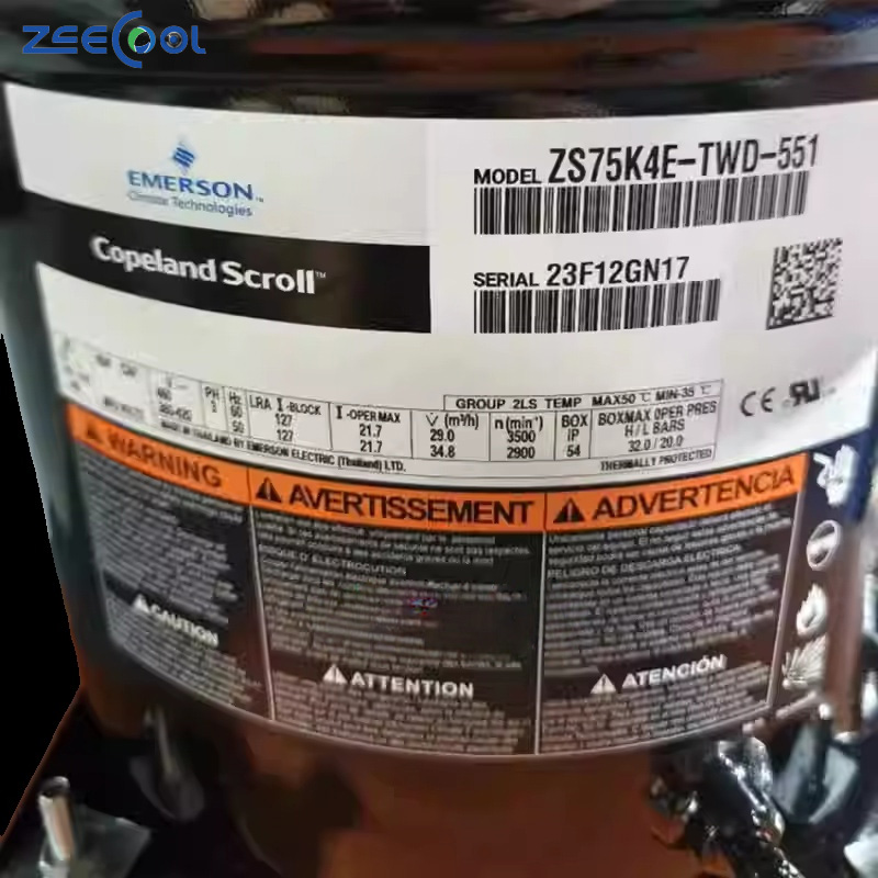 ZS56K4E-TWD-551 ZS75K4E-TWD-551 ZS92K4E-TWD-551 for COPE-LAND R404A 380V 17.6KW ZS75 ZS Scroll Compresso