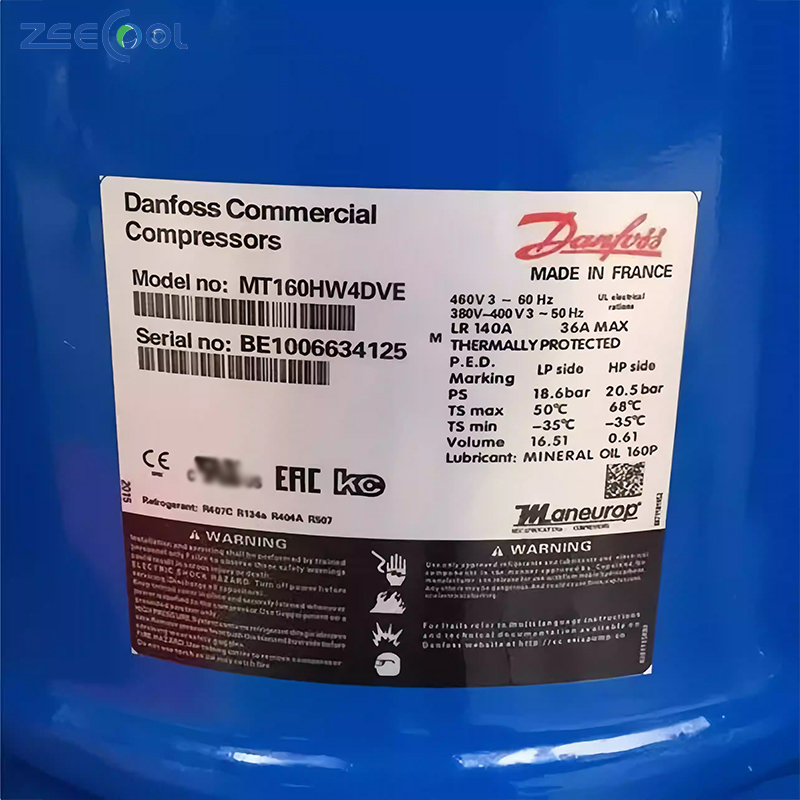Inverter R404 MT160HS4DVE & MT160HW4DVE Piston Compressors for Refrigerators for Air Conditioners & Hotel Industries