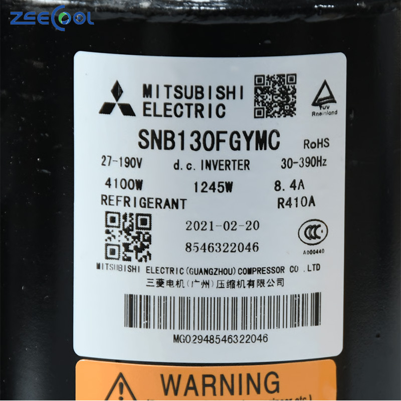 Manufacturers Supply High Performance R410A Inverter A/C Rotary Refrigeration Compressor SNB130FGCMC SNB130FGYMC SNB130FGYMC-L1