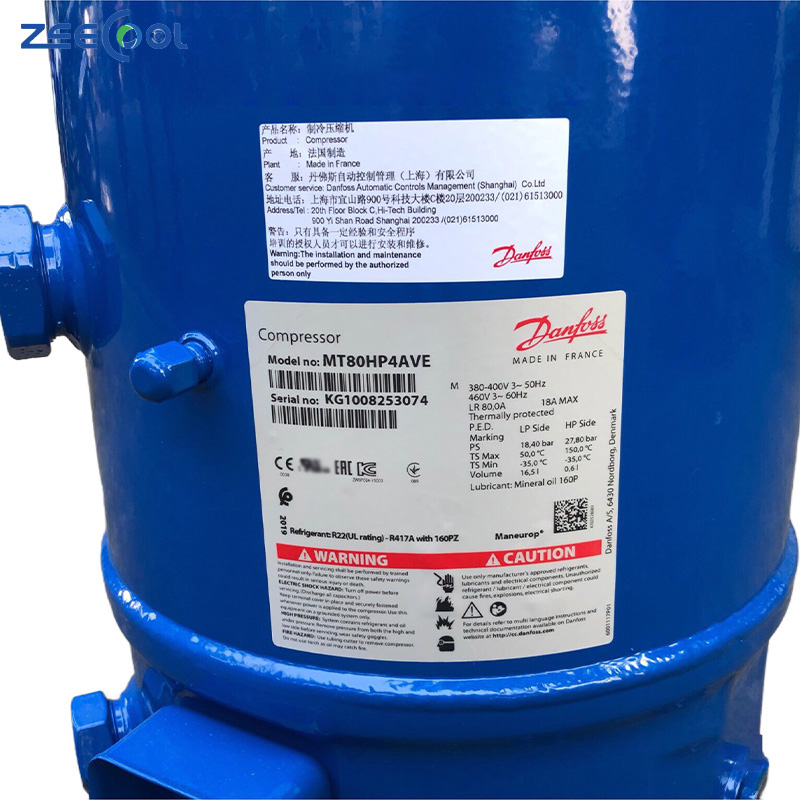 MT80HP4AVE for Danfosss Cold Storage Reciprocating Refrigeration Compressor 5HP Medium and Low-temperature Equipment