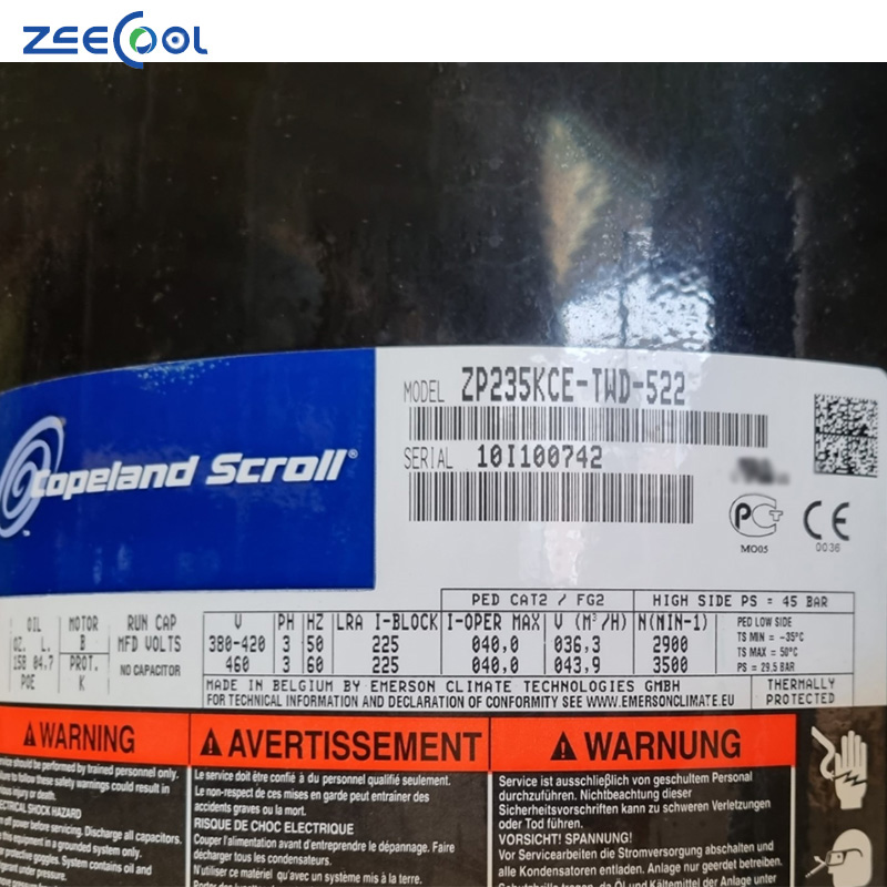 Factory Price HVAC Parts Scroll Refrigeration Compressor ZP235KCE-TWD-522 ZP295KCE-TWD-522 for Cold Room Chiller