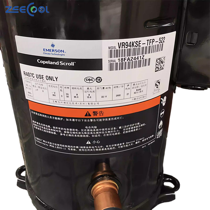 VR94KS-TFP-522 VR108KS-TFP-522 Copeland Scroll Compressor Price 8hp 9hp Refrigeration Compressor for Cold Room