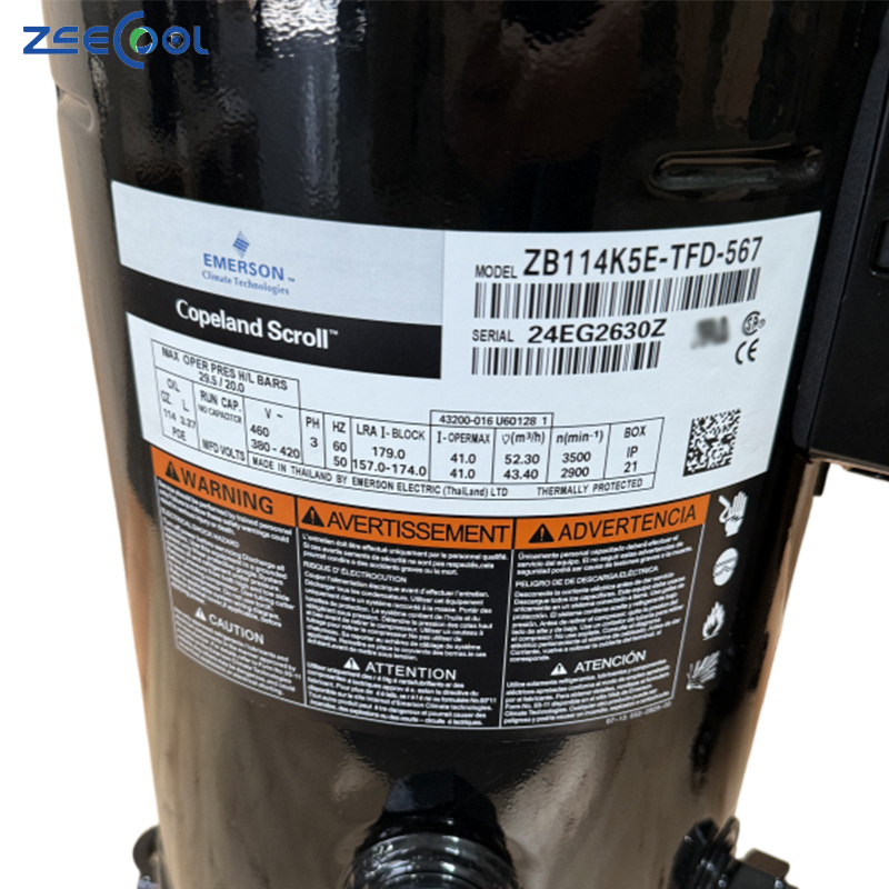 Good Performance air Conditioner Spare Parts Metal Scroll Refrigeration Compressor ZB114K5E-TFD-567
