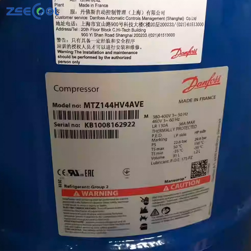 Dan-foss Reciprocating Compressor Used for Air Energy Heat Pump Cold Storage MT144HV4AVE MTZ144HV4AVE Refrigeration Compressor