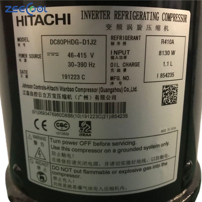 Scroll Compressor DA80PHDG-D1Y2 Inverter Compressor for HITACHI DC65PHDG-D1J2 DC80PHDG-D1J2 Air Conditioning R410A