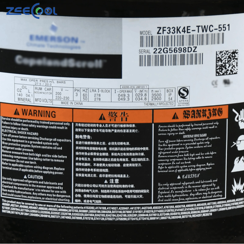Scroll Compressor ZF33K4E-TWC-551 Inverter Refrigerator Compressor for air Conditioner for Copeland