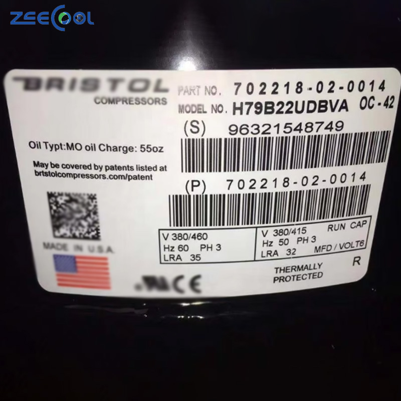 New Bristol H79B22UDBVA Refrigeration Compressor 380V 50Hz Factory Direct Sale Compressor for Chiller