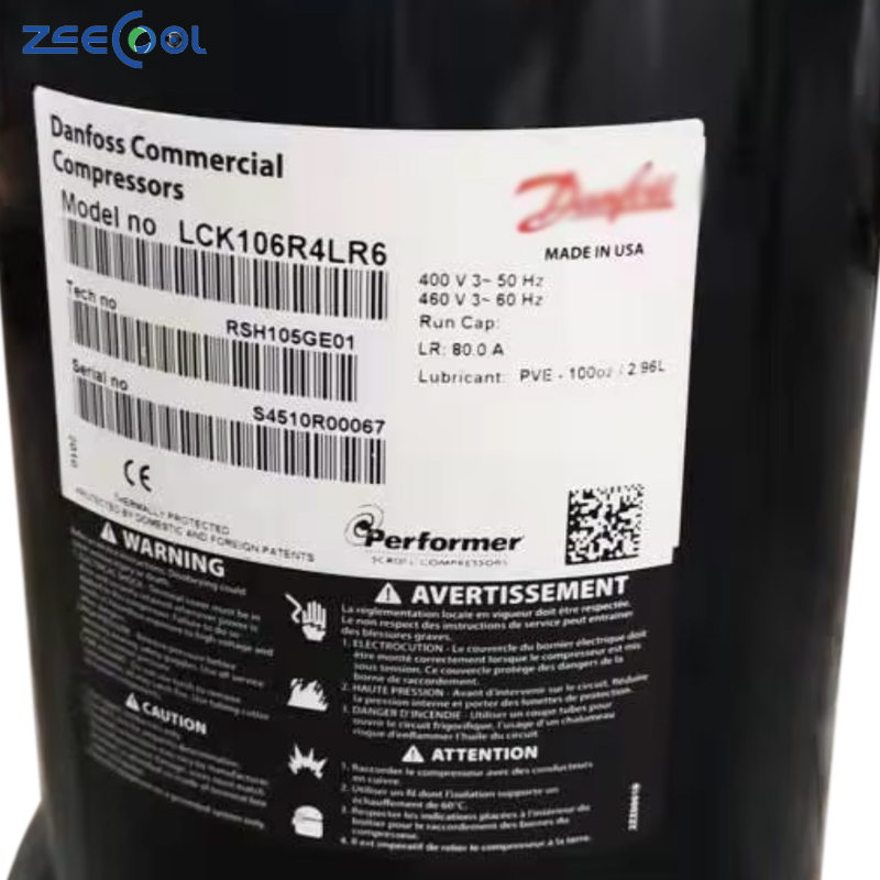 High Quality for Danfoss Performer Scroll Compressor LCK106R4LR6 3PHASE 400V 50HZ Scroll Refrigeration Compressor