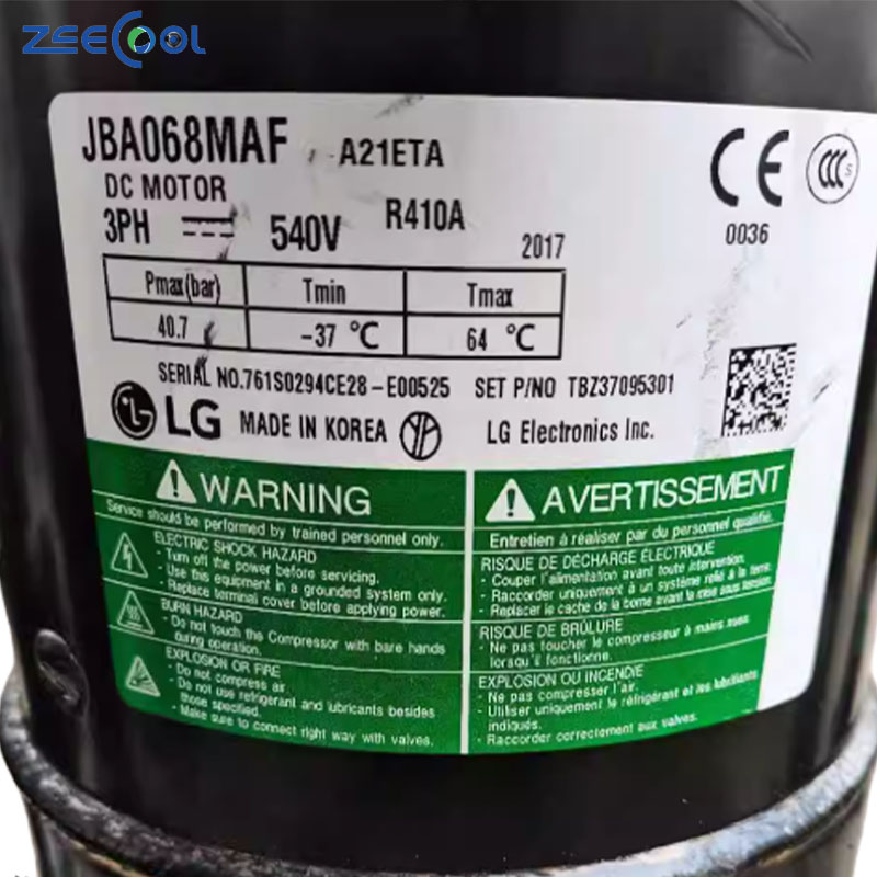 Fast Shipping Scroll Compressor JBA068MAC JBB055DAA JBA068MAF 540V Air Conditioning Refrigeration Compressor for LG Compressor