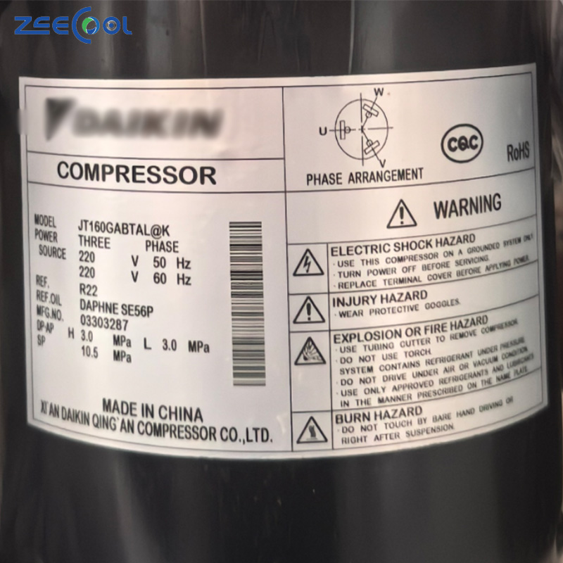 Good Price New Arrival Scroll Compressor JT125GABTAL JT160GABTAL 220V R22 air Conditioner Refrigeration Compressor for Daikinn