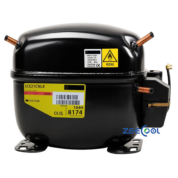 SECOP SCE15CNLX Hermetic Piston Refrigeration Compressor for Small Freezers Cold Cabinets and Air Cooling Systems Applications
