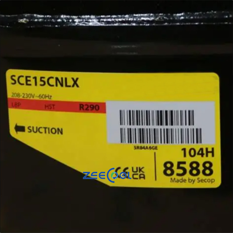 SECOP SCE15CNLX Hermetic Piston Refrigeration Compressor for Small Freezers Cold Cabinets and Air Cooling Systems Applications