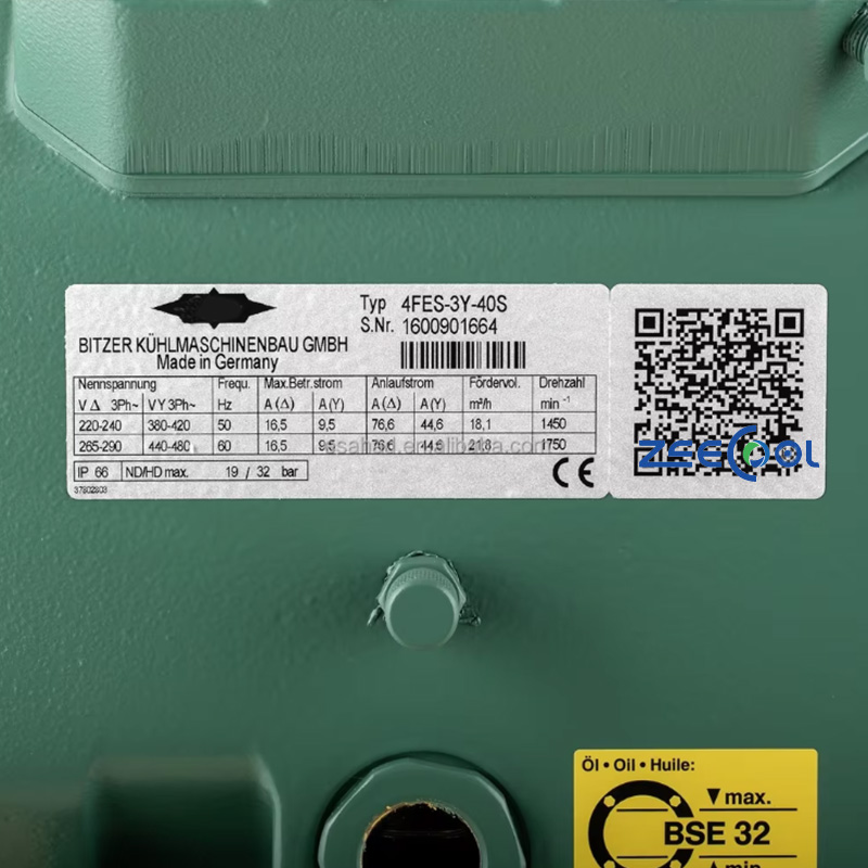 4FE-28Y-40P Bitzer Semi-hermetic Piston Refrigeration Air Conditioning Compressor for Cold Room and Storage Commercial Premises
