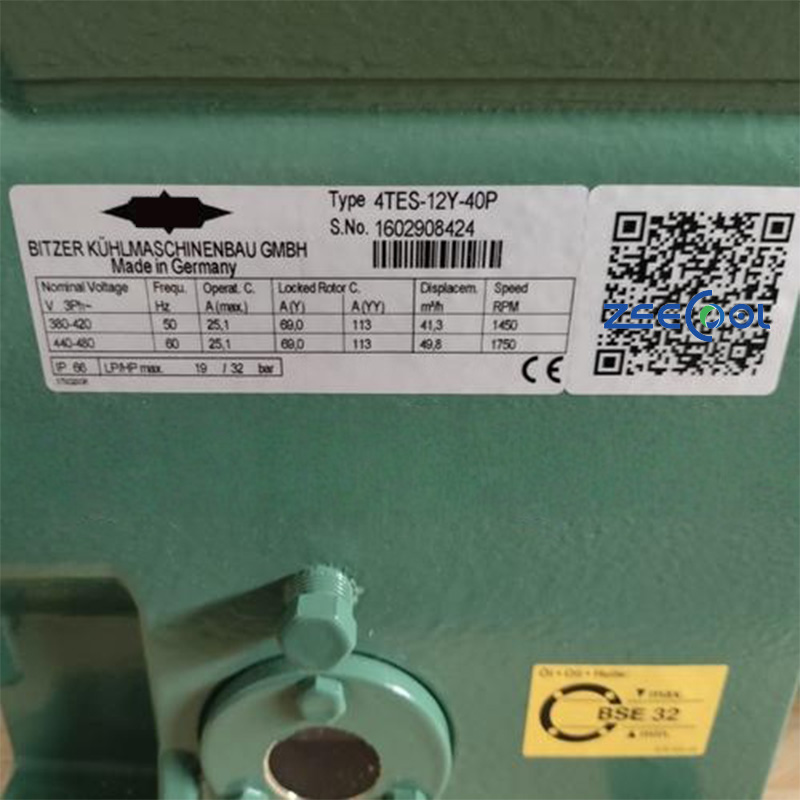 4TES-12Y-40P 4TES-9Y-40P Semi Hermetic Refrigeration Compressor Bitzer Piston Compressor for Freezer Cold Storage and Room