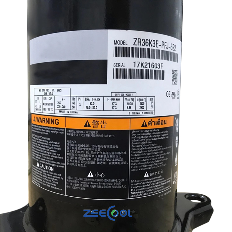 Cope-land 3HP ZR36K3E-TFD-522  Scroll Refrigeration Compressor Suitable for Air-cooled Conditioning Systems with Good Quality