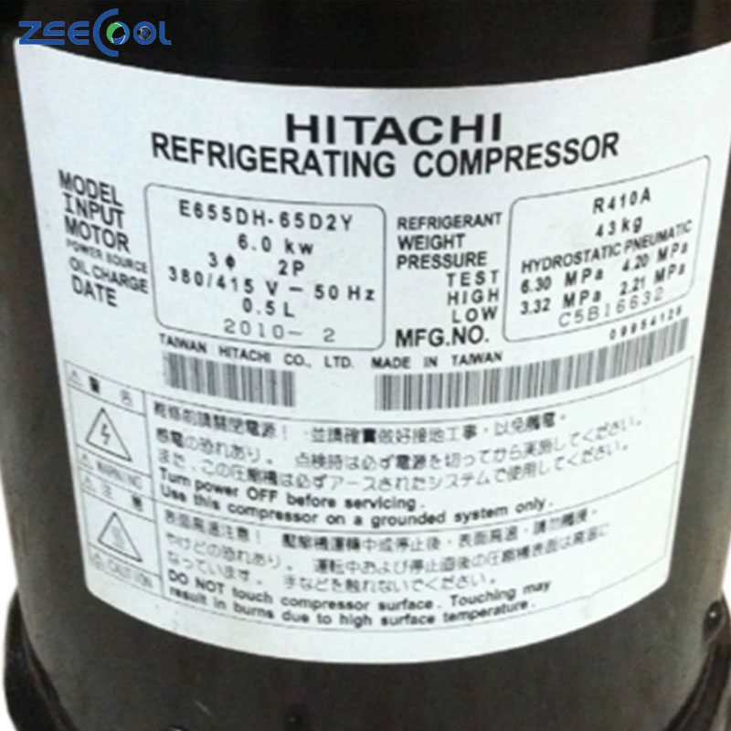 Hita-chi E655DH-65C2G R410A Fixed Speed Scroll Compressor Designed for Medium and High Temperature HVAC & Cooling Systems