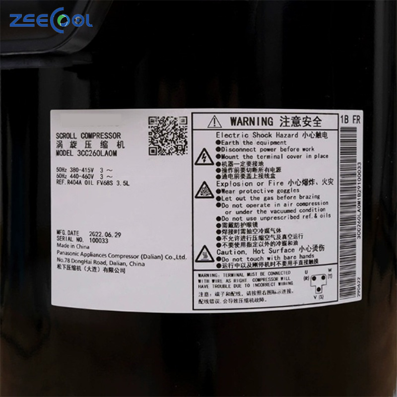 Pan-asonic 3CC171LA0M 10HP Industrial Scroll Compressor Ultra Anti-Corrosion Performance for HVAC Refrigeration Project