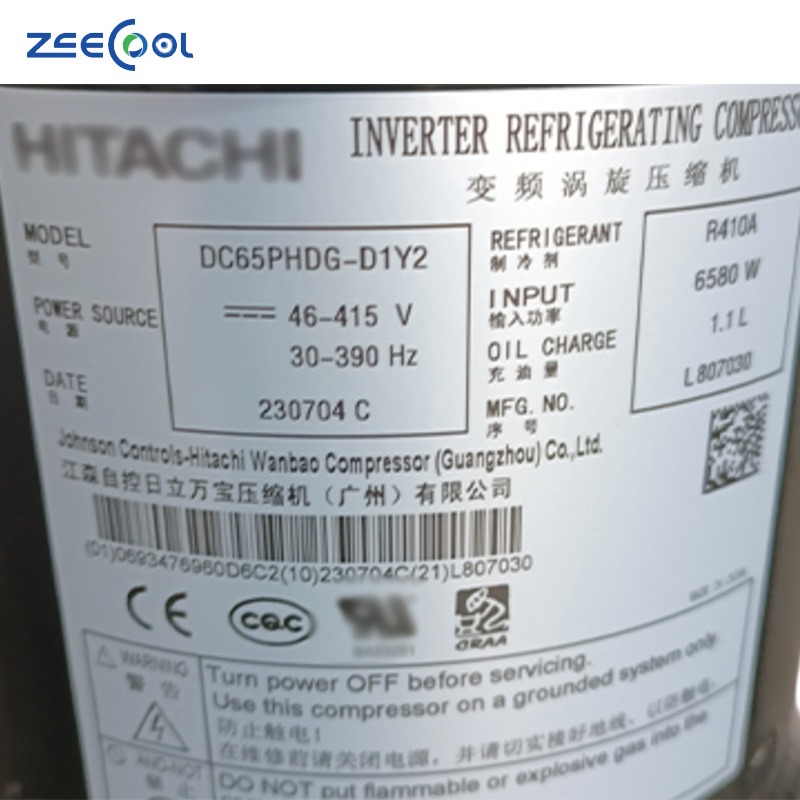 Preferential Price  Hitachi DC Inverter Scroll Compressor DC65PHDG-D1S2 for Commercial Cooling Equipment and Heat Pump Units