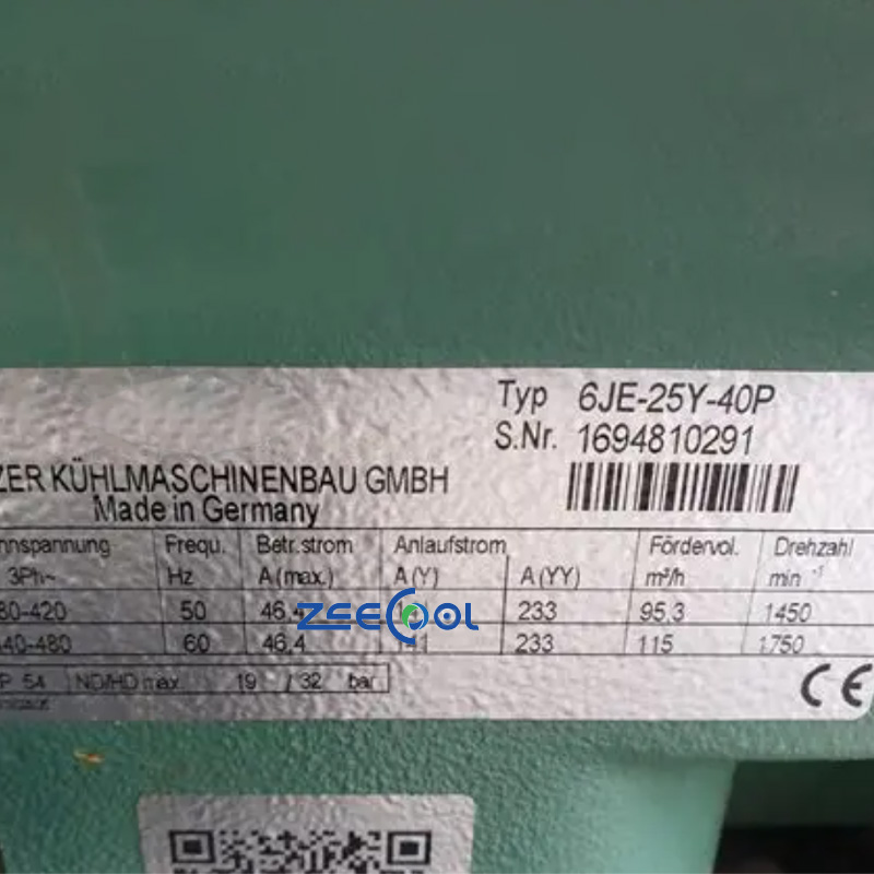 Bitzer 6JE-25Y-40P & 6JE-33Y-40P 6-Cylinder Semi-Hermetic Reciprocating Compressor for Cold Storage and Commercial Refrigeration