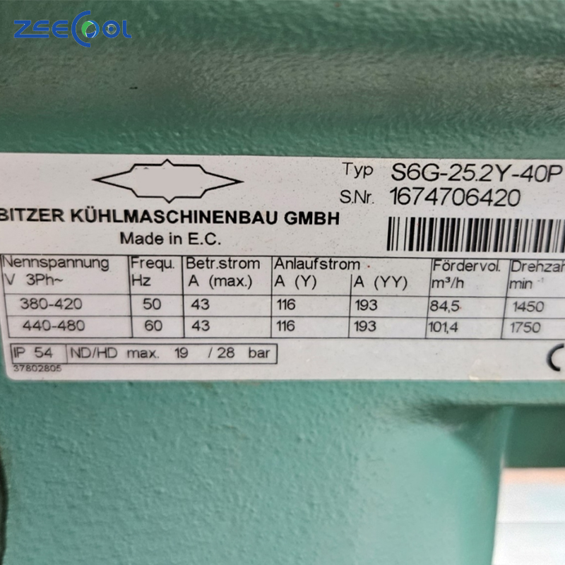 Bitzer Semi-hermetic Piston Compressor S6G-25.2Y-40P for  Commercial Low-Temperature Quick Freezing System and Supermarket Cold Storage