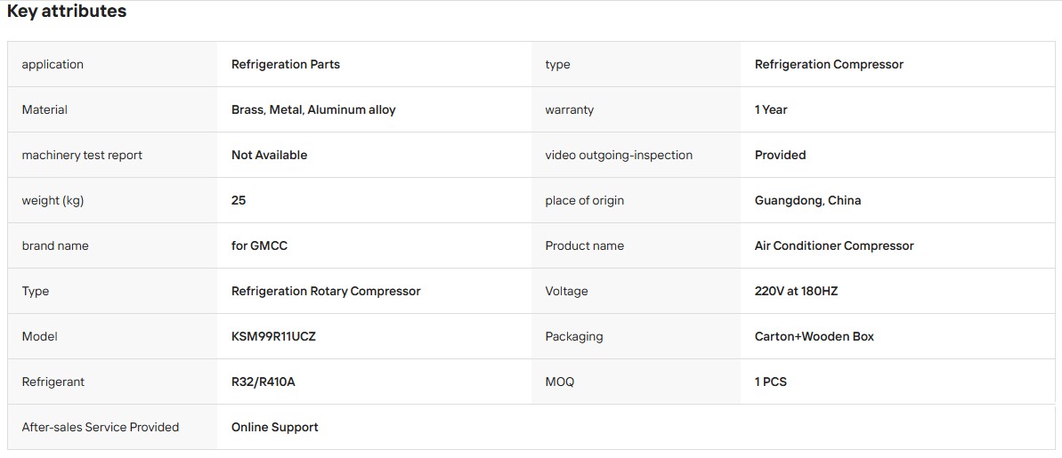Factory Price KSM98D32ULZ KSM99R11UCZ KSM125V2VFTL Air Conditioning R32/R410A Refrigeration Compressor for GMCC ScreenShot_2026-07-30_094734_663