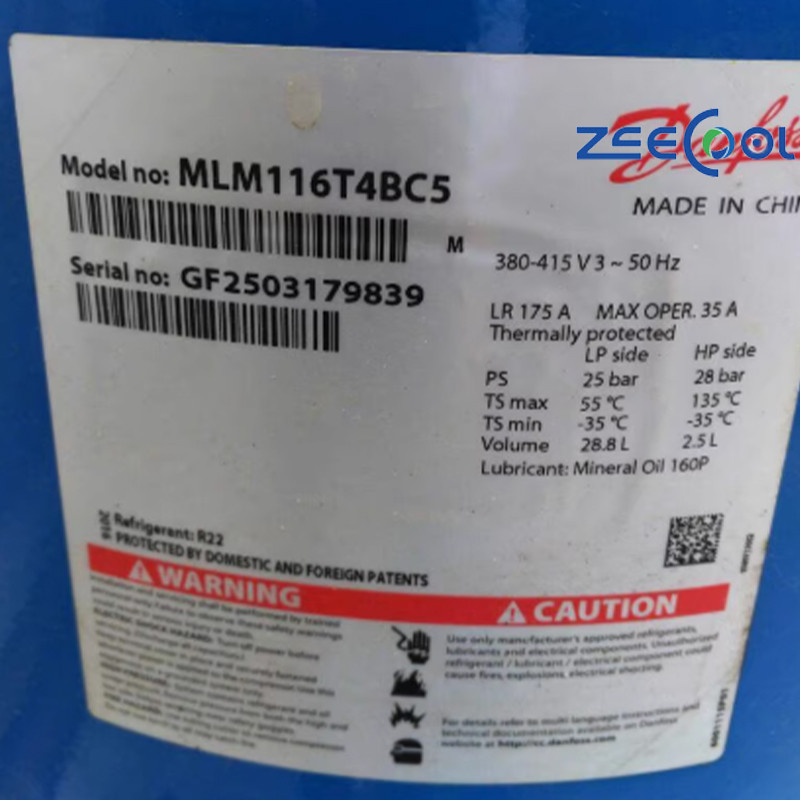 Scroll Refrigeration Compressor MLZ116T4BC5 MLM116T4BC5 MLM116T4LC9 High Quality Compressor for Danfoss Refrigeration unit, fresh-keeping display cabinet, cold storage, industrial chiller unit 3
