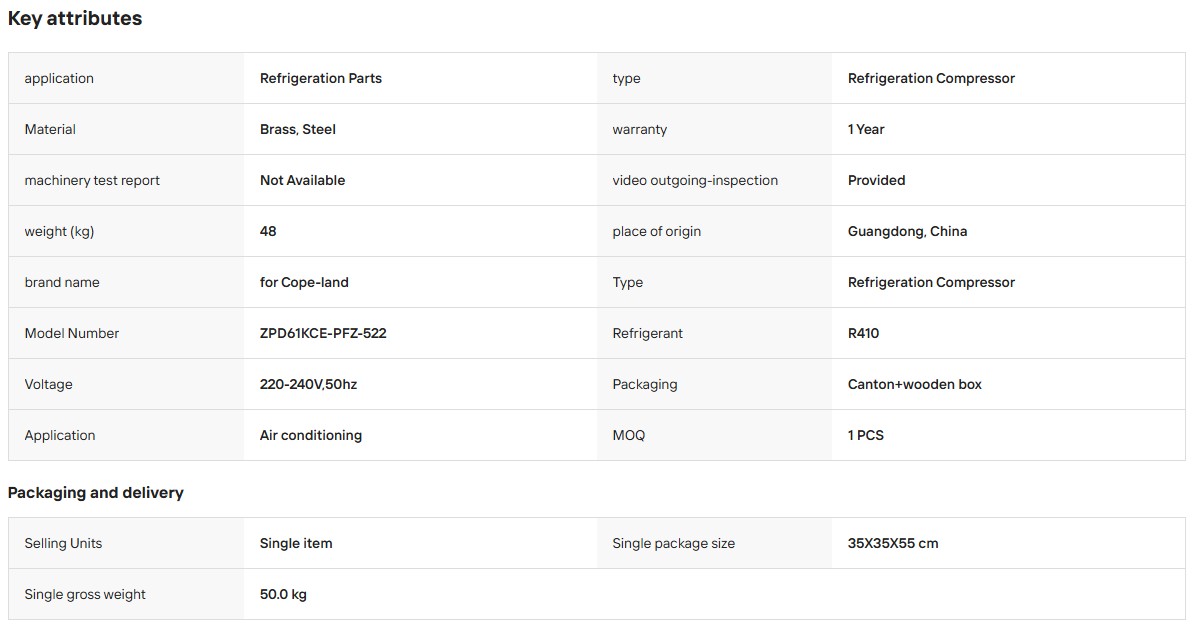 ZPD61KCE-PFZ-522 ZPD67KCE-PFZ-522 ZPD61KCE-PFZ-532 ZPD67KCE-PFZ-532 ZPD68KCE-PFZ-532 Refrigeration Compressor for Copeland ScreenShot_2026-08-11_100225_642