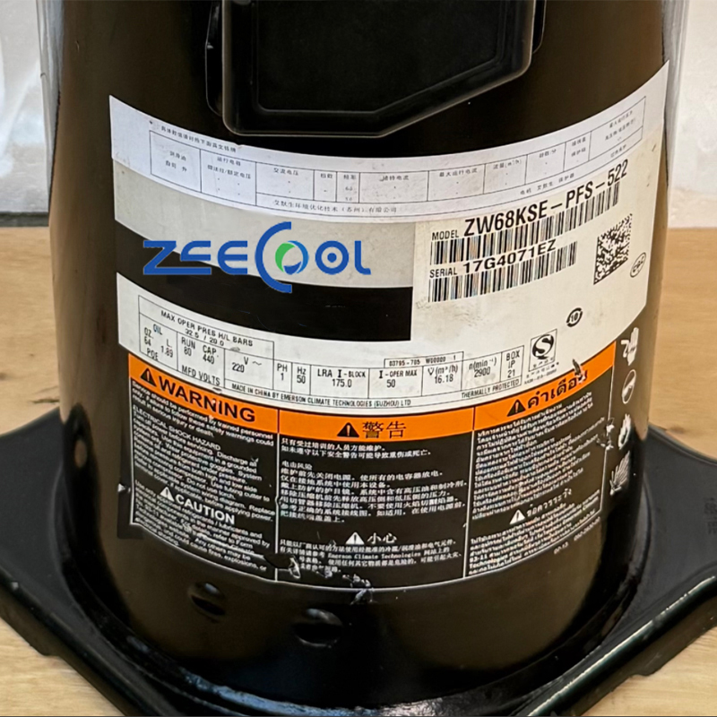6HP Copeland Scroll Compressor ZW68KS-PFS-522 ZW68KSE-PFS-522 for R22 Refrigerant High Efficiency Refrigeration Compressor