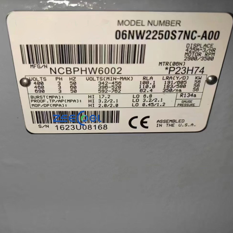 High Quality 75HP 85HP R134a Semi-Hermetic Screw Compressor 06NA2174S7NA-A00 06NW2250S7NC-A00 400V/3PH/50HZ for CARRI LER