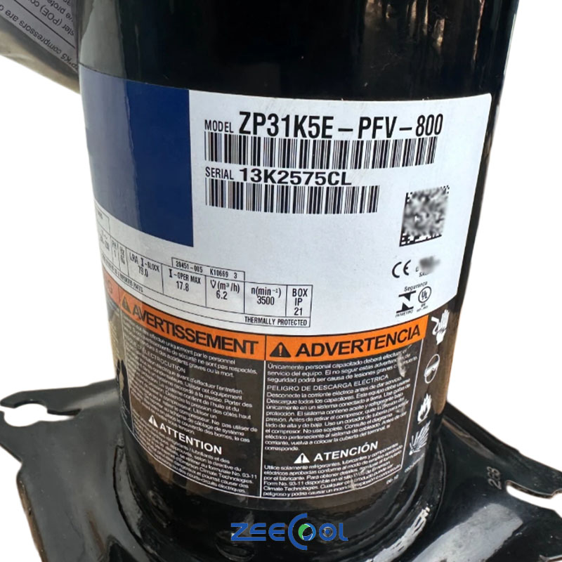 CopeLand Scroll Compressor ZP31K5E-PFV-130 ZP31K5E-PFV-830 ZP31K5E-PFV-622 ZP31KEE-PFV-130 ZP31K5E-TFD-130 ZP31K5E-TF5-130 ZP31K5E-PFV-800 ZP31K5E-TF5-800 ZP31KSE-PFZ-522 ZP31KSE-TFM-522 Commercial Air‑Conditioning Unit
