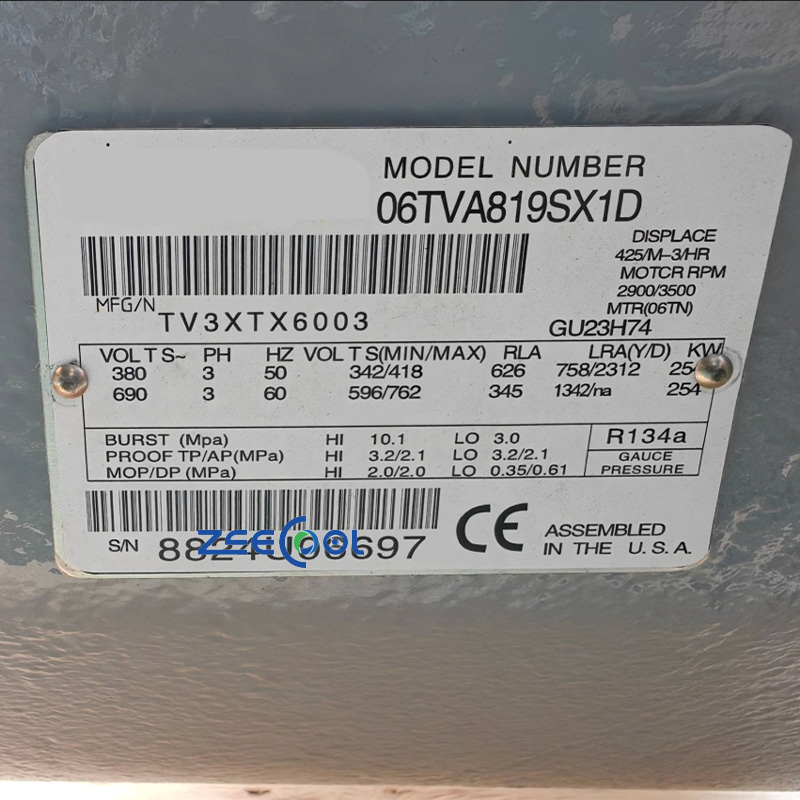 Carlyle Semi-hermetic Screw Refrigeration Compressor 380V 3Phase 225 HP R134a 06TVA819SX1D for Industrial Refrigeration