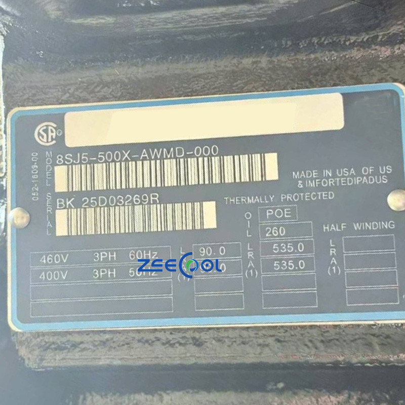 D8SJ1-500X-AWM (4) Copeland Semi-Hermetic Reciprocating Compressor D8SJ1-500X-AWM/D 400V 3Phase R22 for Industrial Equipment Refrigeration Compressor