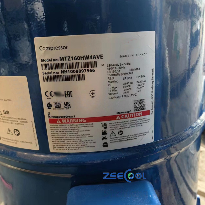 6 Danfoss air Conditioning Refrigeration MTZ160HW4AVE Piston Compressor Medium and Low Temperature Cold Storage