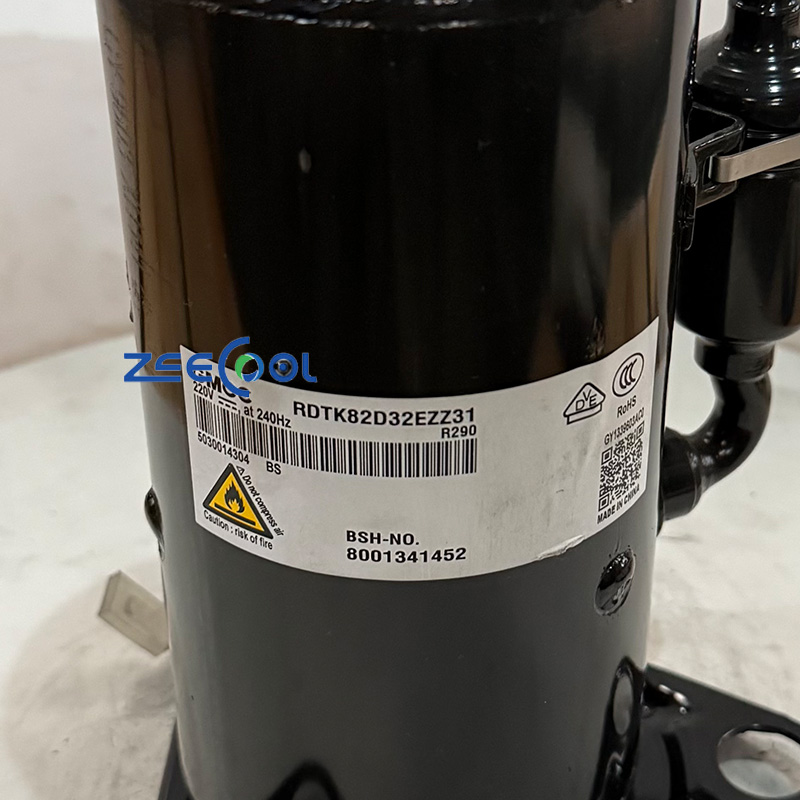 GMCC Rotary Refrigeration Compressor RDTK82D32EZZ31 RDTK102D32EZZ31 Refrigeration Systems 220V at 240HZ R290 Heat Pump Dryer Heat Pump Water Heater